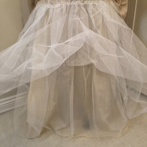 Xscape, Strapless Embellished Champagne Tulle & Satin Ball Gown, Size 10 - Picture 11 of 16